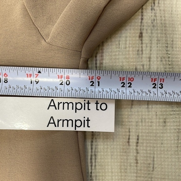 Rosche Dress Tan Maxi Long Sleeves V-Neck Pleated Semi Sheer Size Large Brown - Picture 11 of 13